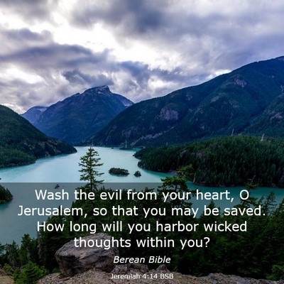 Picture 03 - Jeremiah 4:14 BSB - Wash the evil from your heart, O Jerusalem, so - Bible Verse Picture