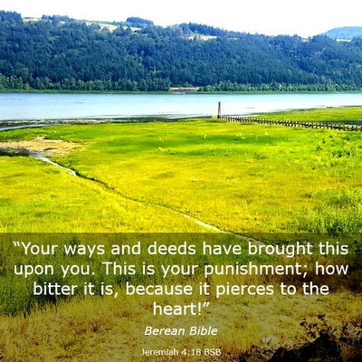 Picture 03 - Jeremiah 4:18 BSB - “Your ways and deeds have brought this upon - Bible Verse Picture