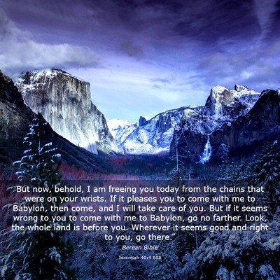 Picture 03 - Jeremiah 40:4 BSB - But now, behold, I am freeing you today from the - Bible Verse Picture