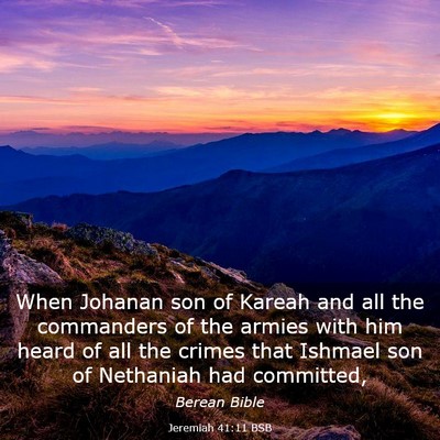 Picture 03 - Jeremiah 41:11 BSB - When Johanan son of Kareah and all the commanders - Bible Verse Picture