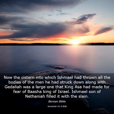 Picture 03 - Jeremiah 41:9 BSB - Now the cistern into which Ishmael had thrown all - Bible Verse Picture