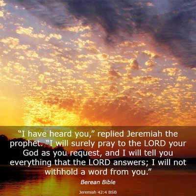 Picture 03 - Jeremiah 42:4 BSB - “I have heard you,” replied Jeremiah the - Bible Verse Picture