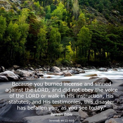 Picture 03 - Jeremiah 44:23 BSB - Because you burned incense and sinned against the - Bible Verse Picture