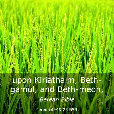 Picture 03 - Jeremiah 48:23 BSB - upon Kiriathaim, Beth-gamul, and - Bible Verse Picture