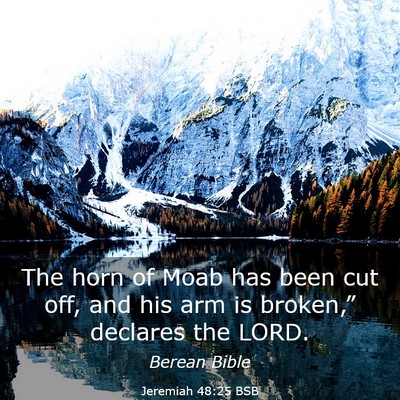 Picture 03 - Jeremiah 48:25 BSB - The horn of Moab has been cut off, and his arm is - Bible Verse Picture