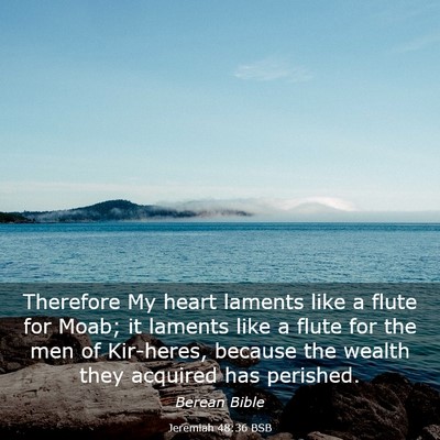 Picture 03 - Jeremiah 48:36 BSB - Therefore My heart laments like a flute for Moab; - Bible Verse Picture