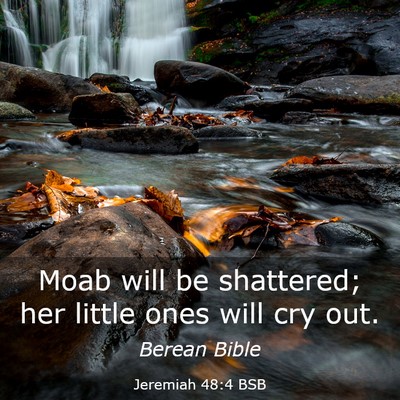 Picture 03 - Jeremiah 48:4 BSB - Moab will be shattered; her little ones will cry - Bible Verse Picture