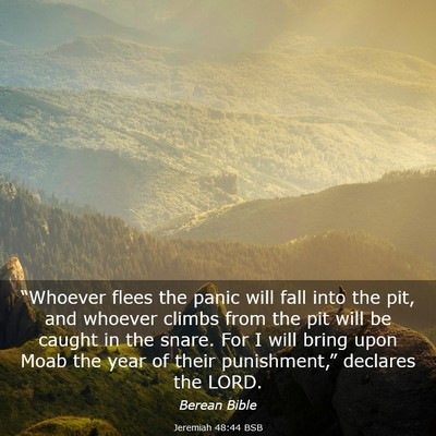 Picture 03 - Jeremiah 48:44 BSB - “Whoever flees the panic will fall into the - Bible Verse Picture