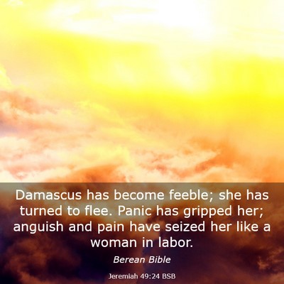 Picture 03 - Jeremiah 49:24 BSB - Damascus has become feeble; she has turned to - Bible Verse Picture