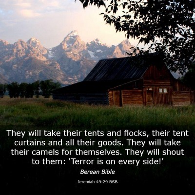 Picture 03 - Jeremiah 49:29 BSB - They will take their tents and flocks, their tent - Bible Verse Picture