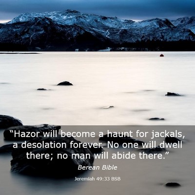 Picture 03 - Jeremiah 49:33 BSB - “Hazor will become a haunt for jackals, a - Bible Verse Picture