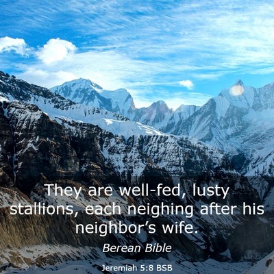 Picture 03 - Jeremiah 5:8 BSB - They are well-fed, lusty stallions, each neighing - Bible Verse Picture