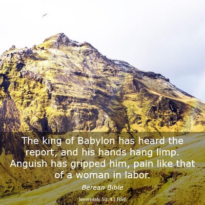 Picture 03 - Jeremiah 50:43 BSB - The king of Babylon has heard the report, and his - Bible Verse Picture