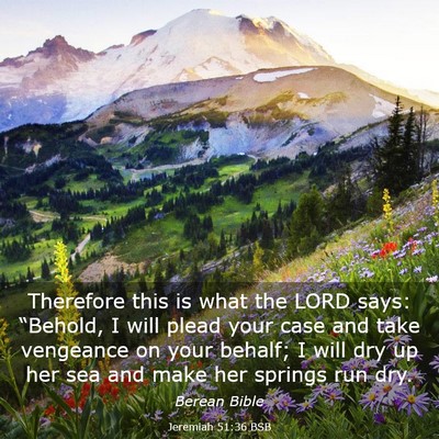 Picture 03 - Jeremiah 51:36 BSB - Therefore this is what the LORD says: “Behold, - Bible Verse Picture