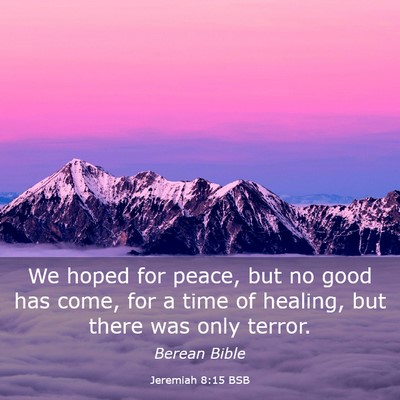 Picture 03 - Jeremiah 8:15 BSB - We hoped for peace, but no good has come, for a - Bible Verse Picture