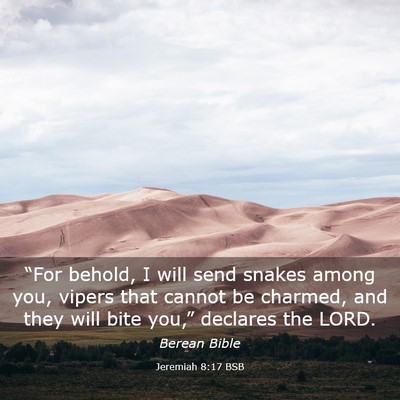 Picture 03 - Jeremiah 8:17 BSB - “For behold, I will send snakes among you, - Bible Verse Picture