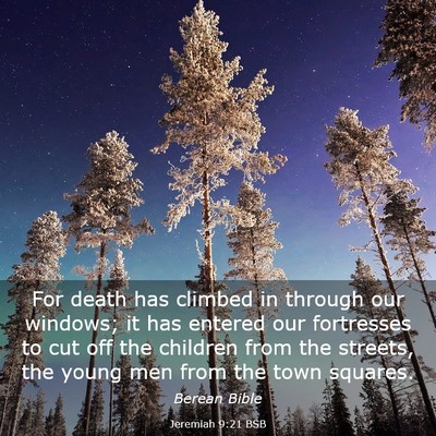 Picture 03 - Jeremiah 9:21 BSB - For death has climbed in through our windows; it - Bible Verse Picture