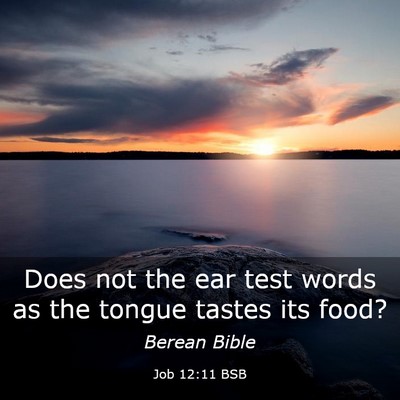Picture 03 - Job 12:11 BSB - Does not the ear test words as the tongue tastes - Bible Verse Picture