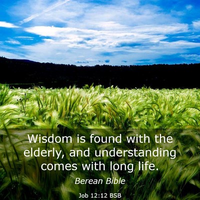 Picture 03 - Job 12:12 BSB - Wisdom is found with the elderly, and - Bible Verse Picture