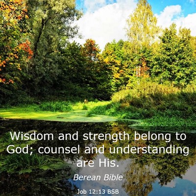 Picture 03 - Job 12:13 BSB - Wisdom and strength belong to God; counsel and - Bible Verse Picture