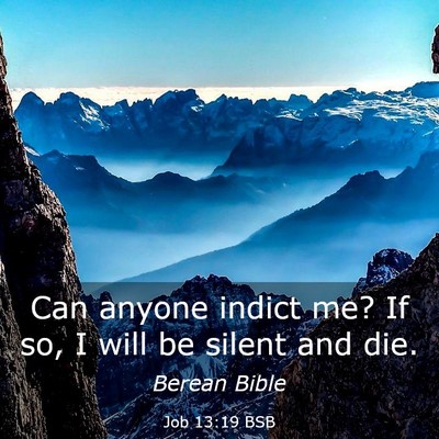 Picture 03 - Job 13:19 BSB - Can anyone indict me? If so, I will be silent and - Bible Verse Picture