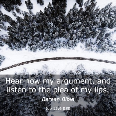 Picture 03 - Job 13:6 BSB - Hear now my argument, and listen to the plea of - Bible Verse Picture