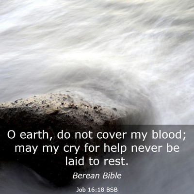Picture 03 - Job 16:18 BSB - O earth, do not cover my blood; may my cry for - Bible Verse Picture