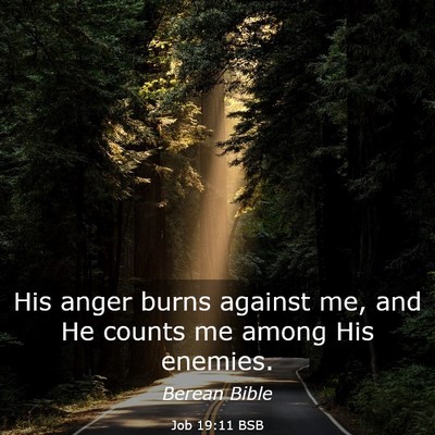 Picture 03 - Job 19:11 BSB - His anger burns against me, and He counts me - Bible Verse Picture