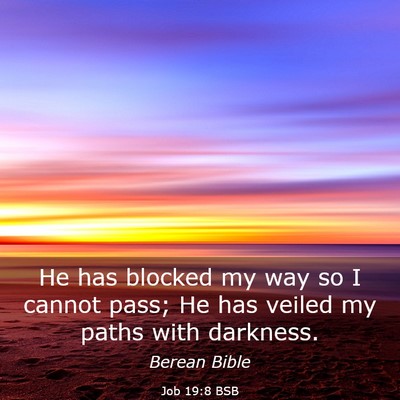 Picture 03 - Job 19:8 BSB - He has blocked my way so I cannot pass; He has - Bible Verse Picture