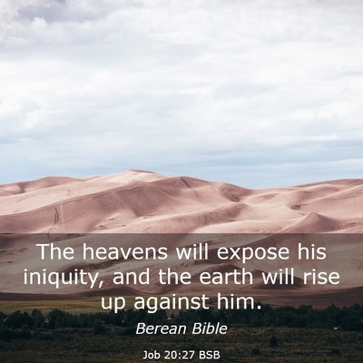 Picture 03 - Job 20:27 BSB - The heavens will expose his iniquity, and the - Bible Verse Picture