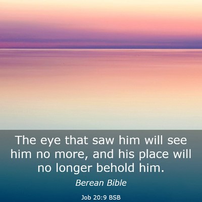 Picture 03 - Job 20:9 BSB - The eye that saw him will see him no more, and - Bible Verse Picture
