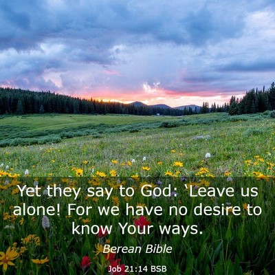 Picture 03 - Job 21:14 BSB - Yet they say to God: ‘Leave us alone! For we - Bible Verse Picture