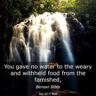 Picture 03 - Job 22:7 BSB - You gave no water to the weary and withheld food - Bible Verse Picture