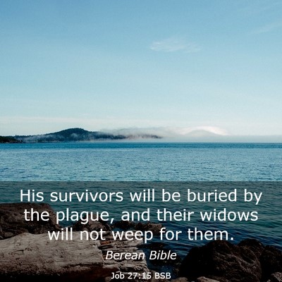 Picture 03 - Job 27:15 BSB - His survivors will be buried by the plague, and - Bible Verse Picture