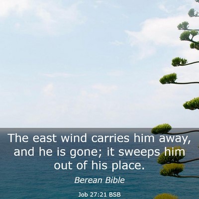 Picture 03 - Job 27:21 BSB - The east wind carries him away, and he is gone; - Bible Verse Picture