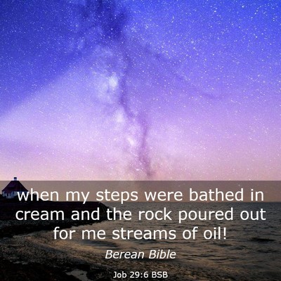 Picture 03 - Job 29:6 BSB - when my steps were bathed in cream and the rock - Bible Verse Picture