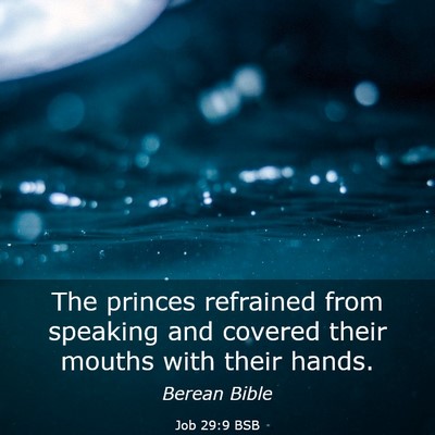 Picture 03 - Job 29:9 BSB - The princes refrained from speaking and covered - Bible Verse Picture