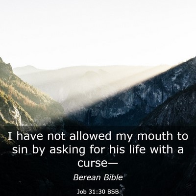 Picture 03 - Job 31:30 BSB - I have not allowed my mouth to sin by asking for - Bible Verse Picture
