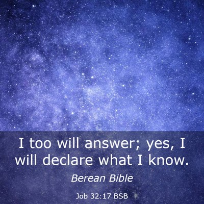 Picture 03 - Job 32:17 BSB - I too will answer; yes, I will declare what I - Bible Verse Picture