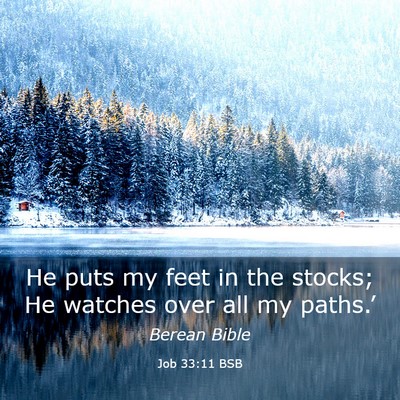 Picture 03 - Job 33:11 BSB - He puts my feet in the stocks; He watches over - Bible Verse Picture
