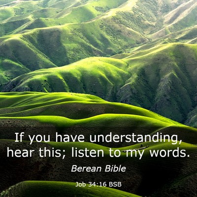 Picture 03 - Job 34:16 BSB - If you have understanding, hear this; listen to - Bible Verse Picture