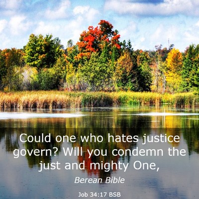 Picture 03 - Job 34:17 BSB - Could one who hates justice govern? Will you - Bible Verse Picture