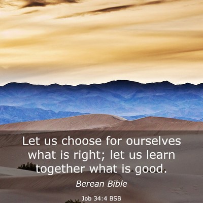 Picture 03 - Job 34:4 BSB - Let us choose for ourselves what is right; let us - Bible Verse Picture