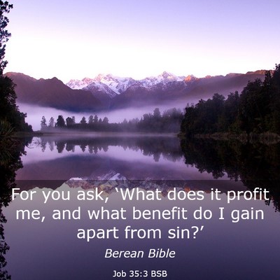 Picture 03 - Job 35:3 BSB - For you ask, ‘What does it profit me, and what - Bible Verse Picture
