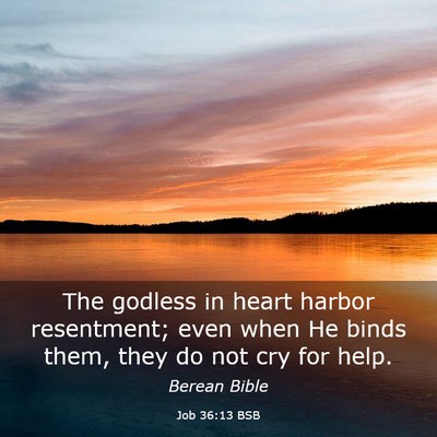 Picture 03 - Job 36:13 BSB - The godless in heart harbor resentment; even when - Bible Verse Picture