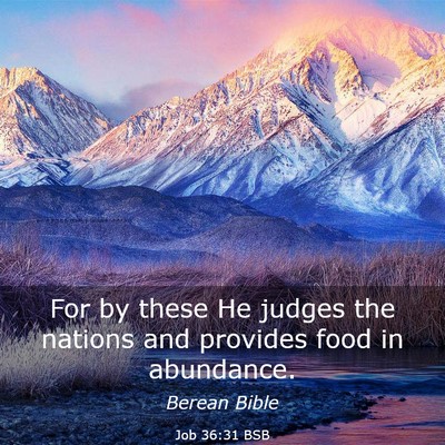 Picture 03 - Job 36:31 BSB - For by these He judges the nations and provides - Bible Verse Picture