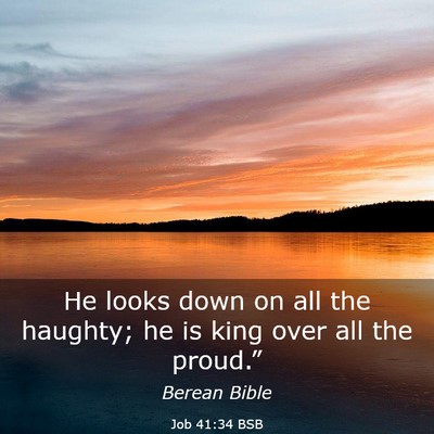 Picture 03 - Job 41:34 BSB - He looks down on all the haughty; he is king over - Bible Verse Picture
