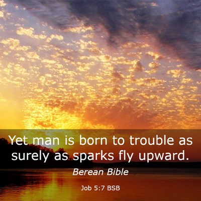 Picture 03 - Job 5:7 BSB - Yet man is born to trouble as surely as sparks - Bible Verse Picture