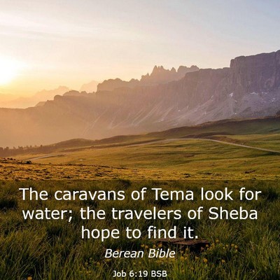 Picture 03 - Job 6:19 BSB - The caravans of Tema look for water; the - Bible Verse Picture