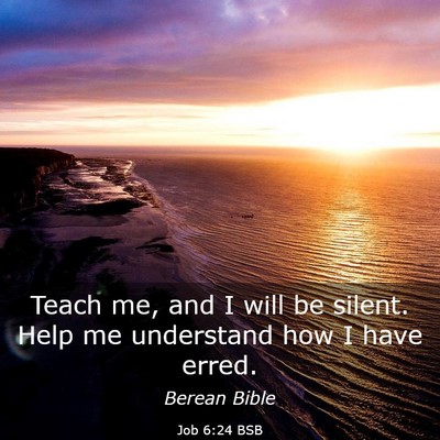 Picture 03 - Job 6:24 BSB - Teach me, and I will be silent. Help me - Bible Verse Picture